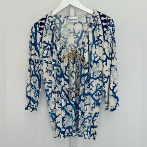 EMILIO PUCCI BLUE CORAL PRINT SILK TOP SIZE IT 42 / US 8